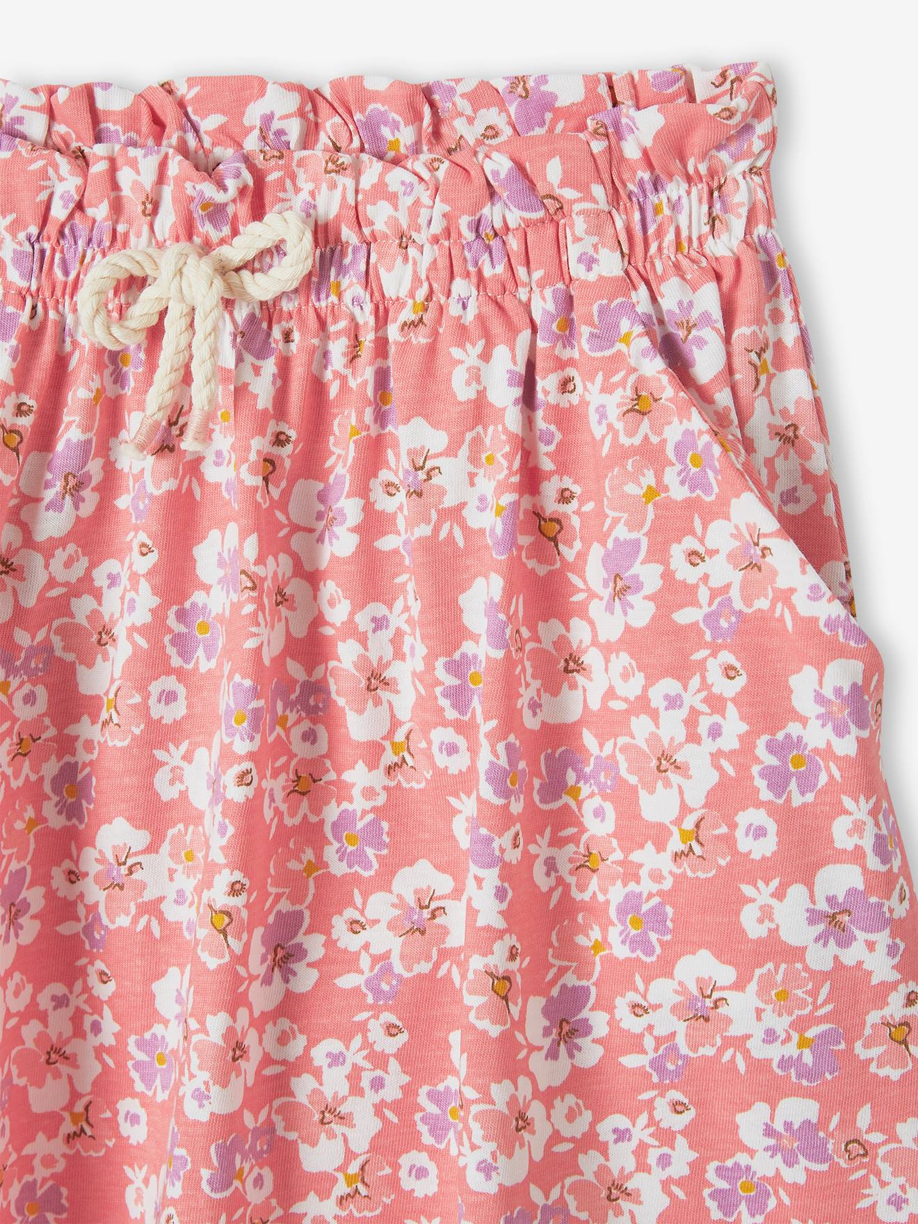 Jupe tournante imprimée Basics fille rose poudré