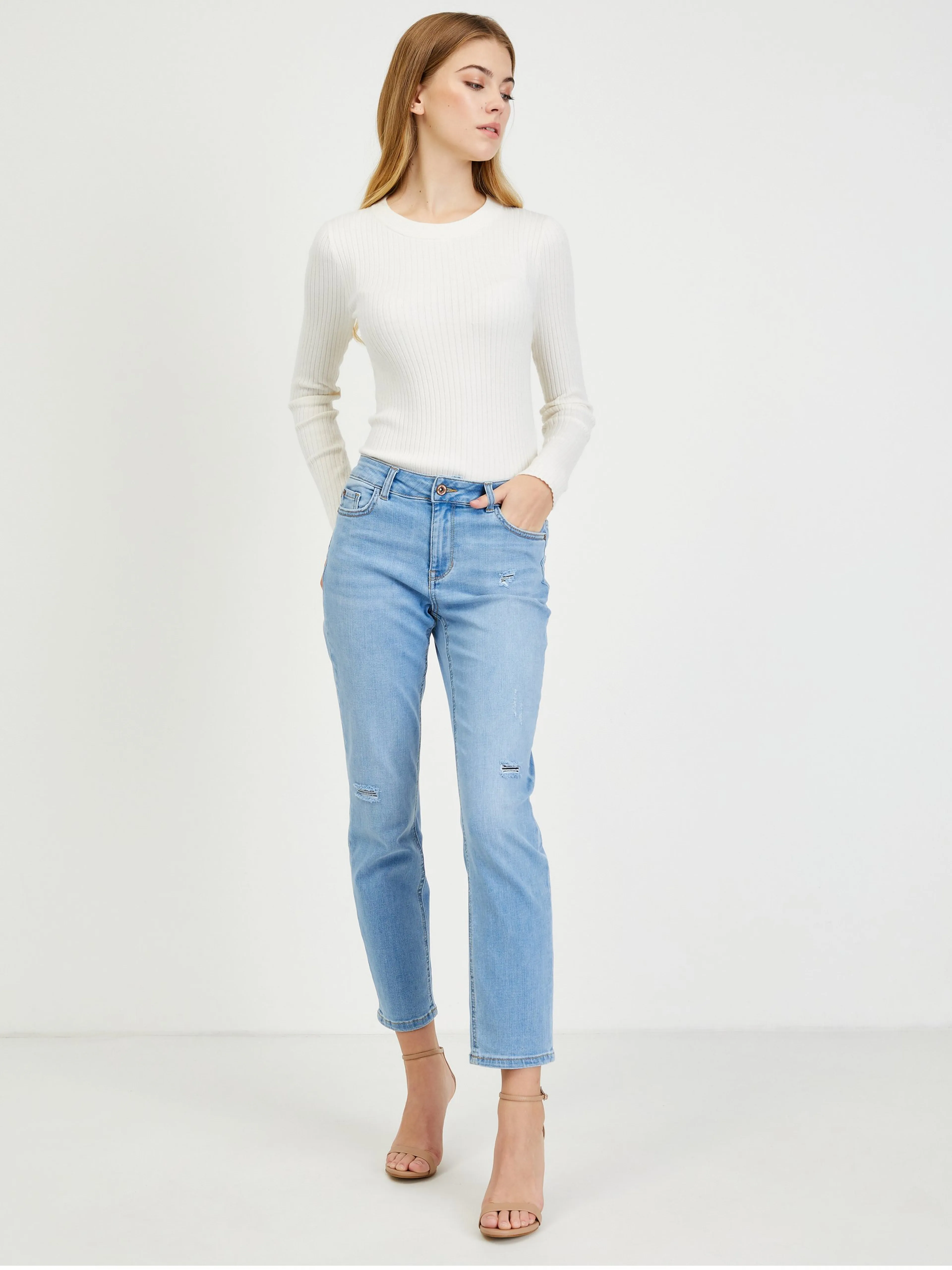 Hellblaue Damenjeans straight fit ORSAY