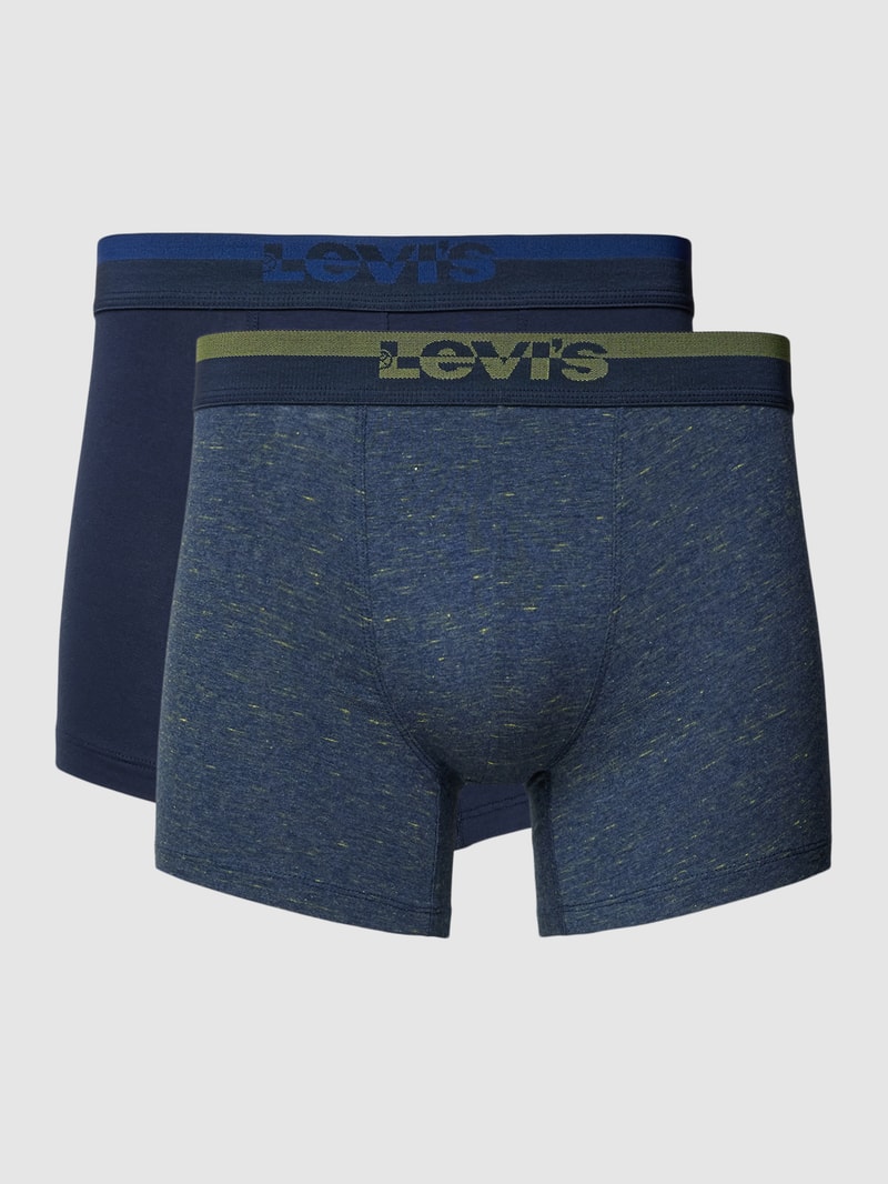 Boxershorts mit Label-Bund Modell 'INJECTED' im 2er-Pack in blau meliert
