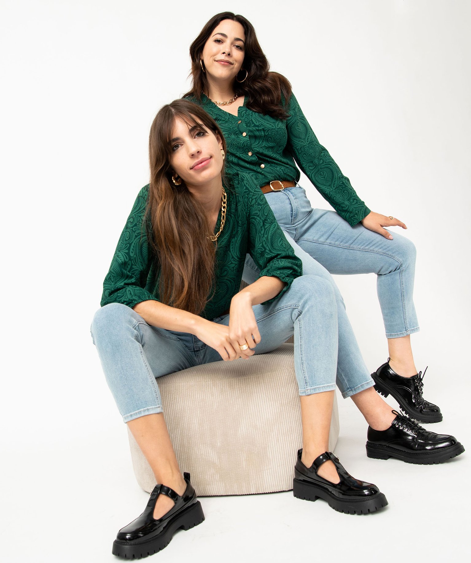Blouse fluide imprimée à manches 3/4 femme imprime | GEMO