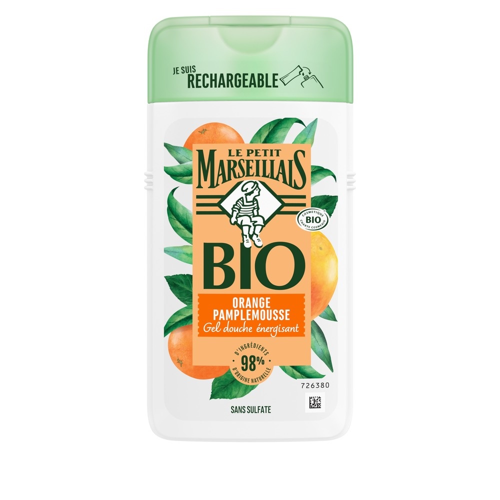 le petit marseillais Gel Douche Bio Energisant, au pH neutre, Orange Pamplemousse, 250ml Gel douche