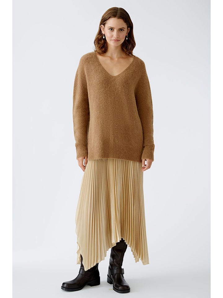 Oui Plisseerock in Beige günstig kaufen