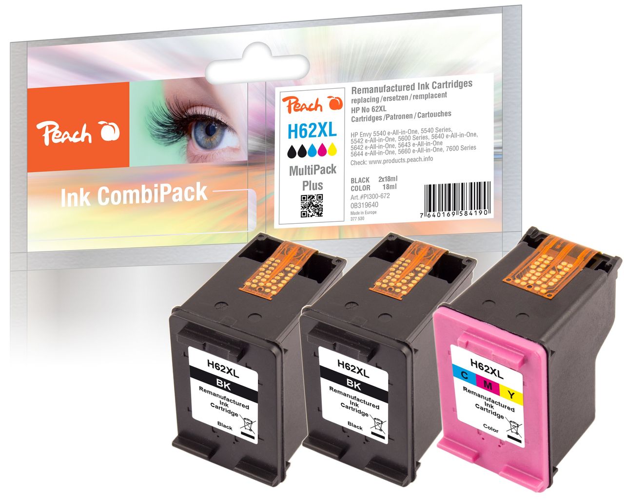 Peach Spar Pack Plus Druckköpfe ersetzt HP No. 62XL