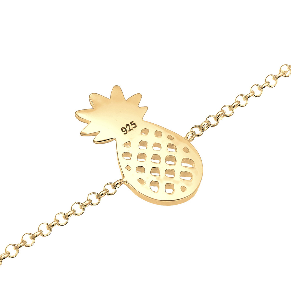 Elli Elli Bracelet de Cheville Ananas Pineapple Tropical 925 Sterling Silber Bijoux