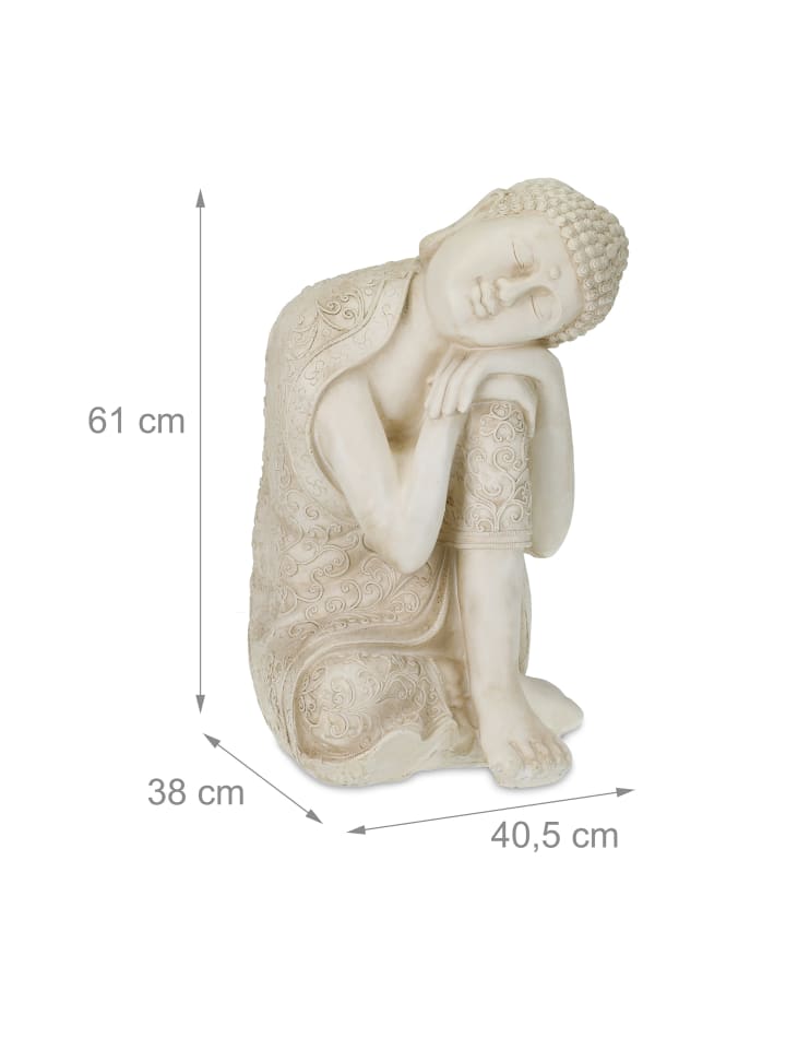 relaxdays Buddha-Figur in Cremeweiß - (B)40,5 x (H)61 x (T)38 cm günstig kaufen onesize