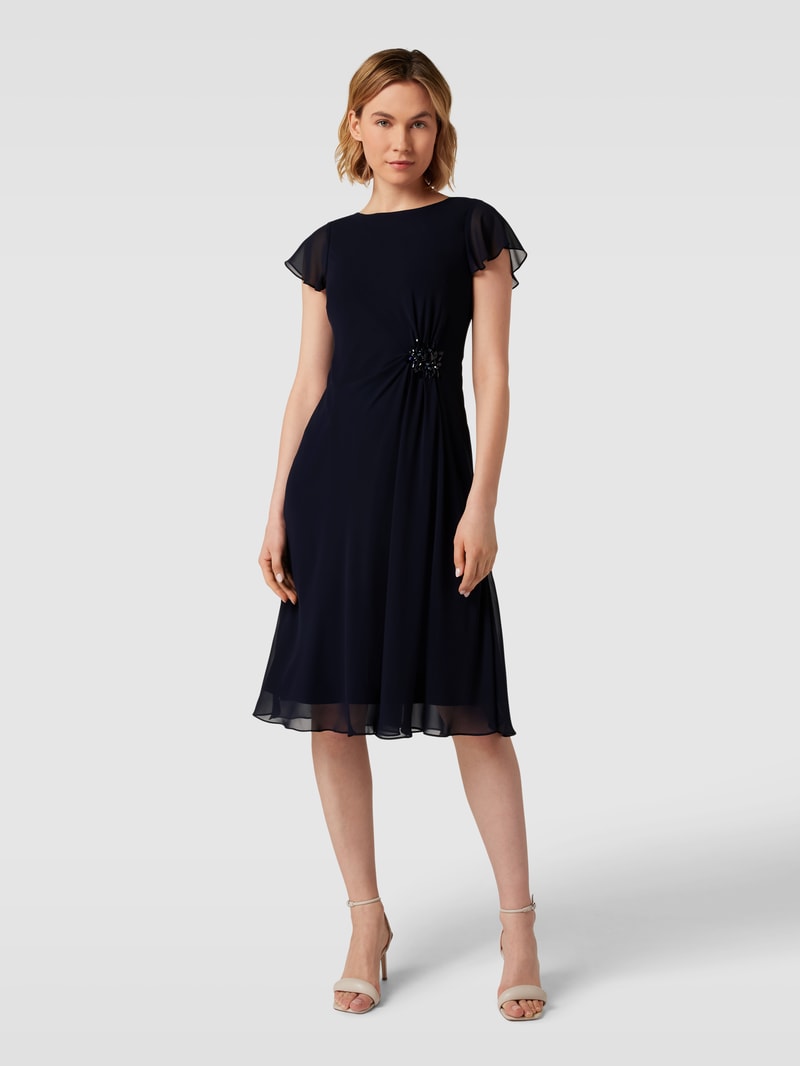 Cocktailkleid mit U-Boot-Ausschnitt in marineblau meliert