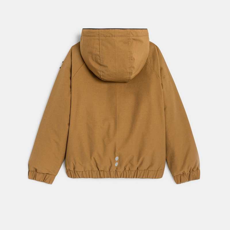 Blouson doublé à capuche marron garçon
