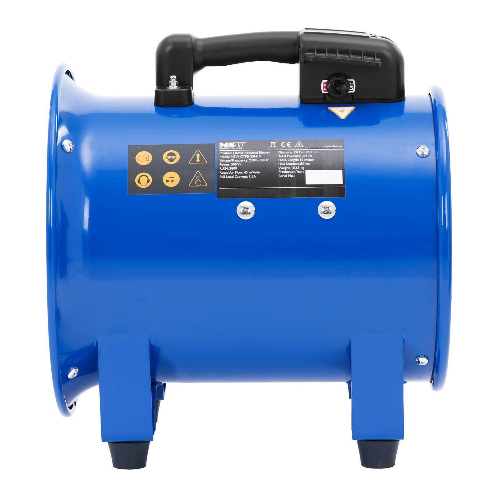 MSW Bodenventilator Bauventilator 180 W 2700 m³/h Ø 280 mm Baugebläse Axialgebläse 10 m
