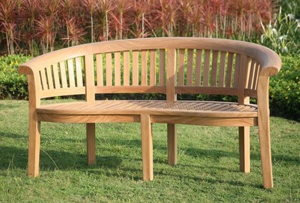 Home Feeling Gartenbank 3er Bananen Bank Teakholz, geschwungene Rückenlehne