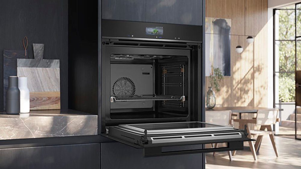 SIEMENS Backofen mit Mikrowelle iQ700 HM736GAB1, mit 1-fach-Teleskopauszug, ecoClean