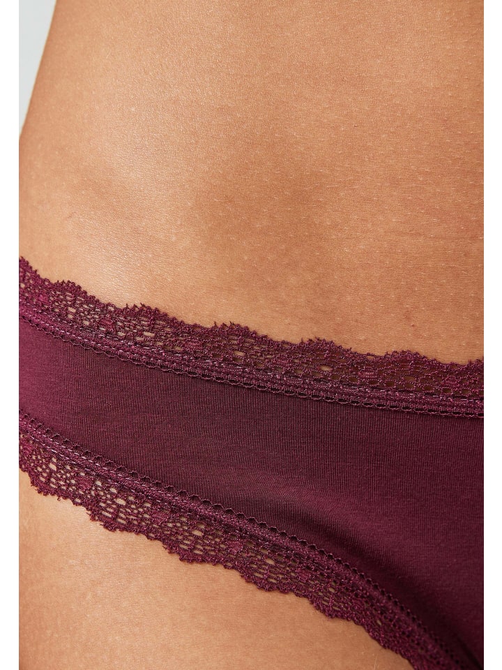 SNOCKS Tangas mit Spitze aus Bio-Baumwolle 3 Stück in Mix (Mauve/Weinrot/Schwarz) günstig kaufen