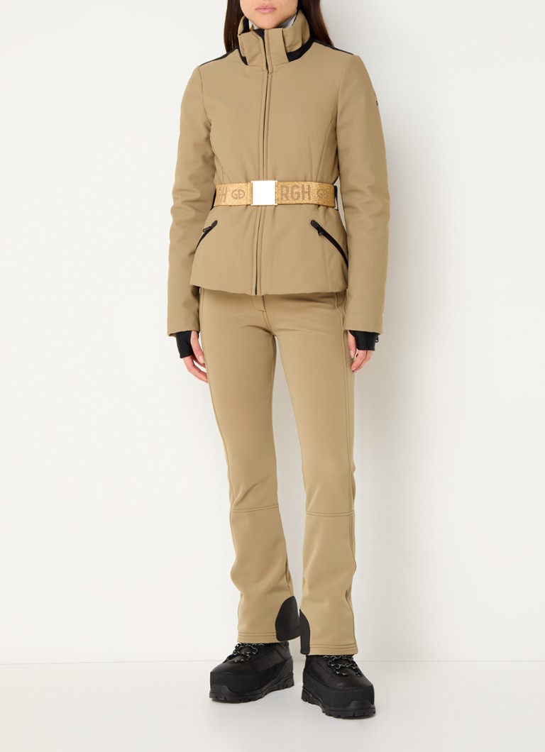 Jachetă de schi softshell Goldbergh Hida cu garnitură detașabilă din blană artificială și curea.