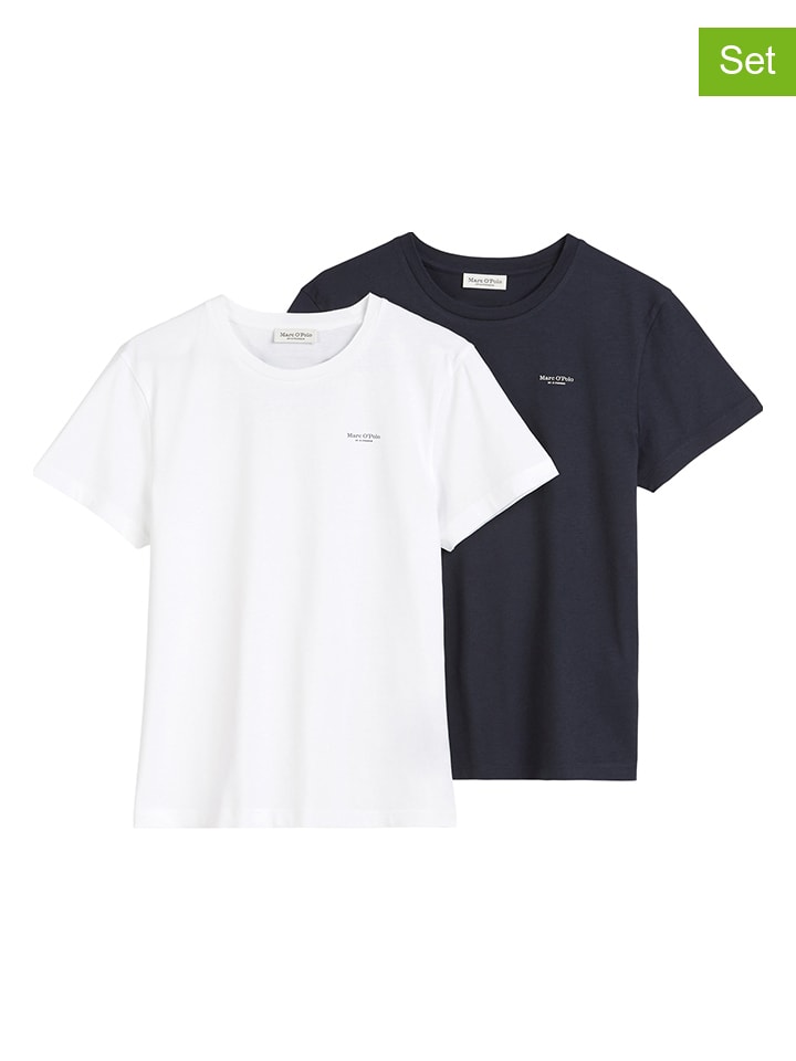 Marc O'Polo 2er Set: Shirts in Weiß/ Schwarz günstig kaufen