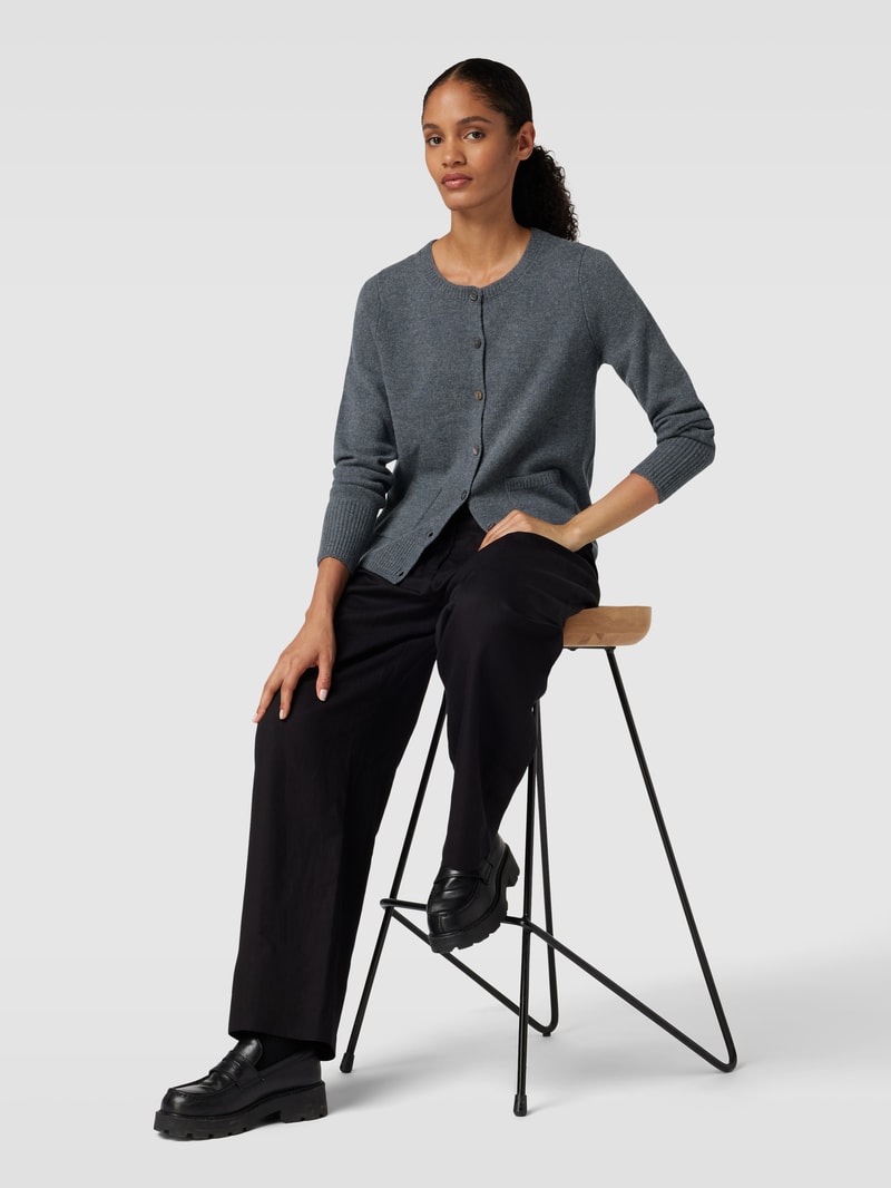 Strickjacke mit Knopfleiste und Eingrifftaschen in anthrazit meliert