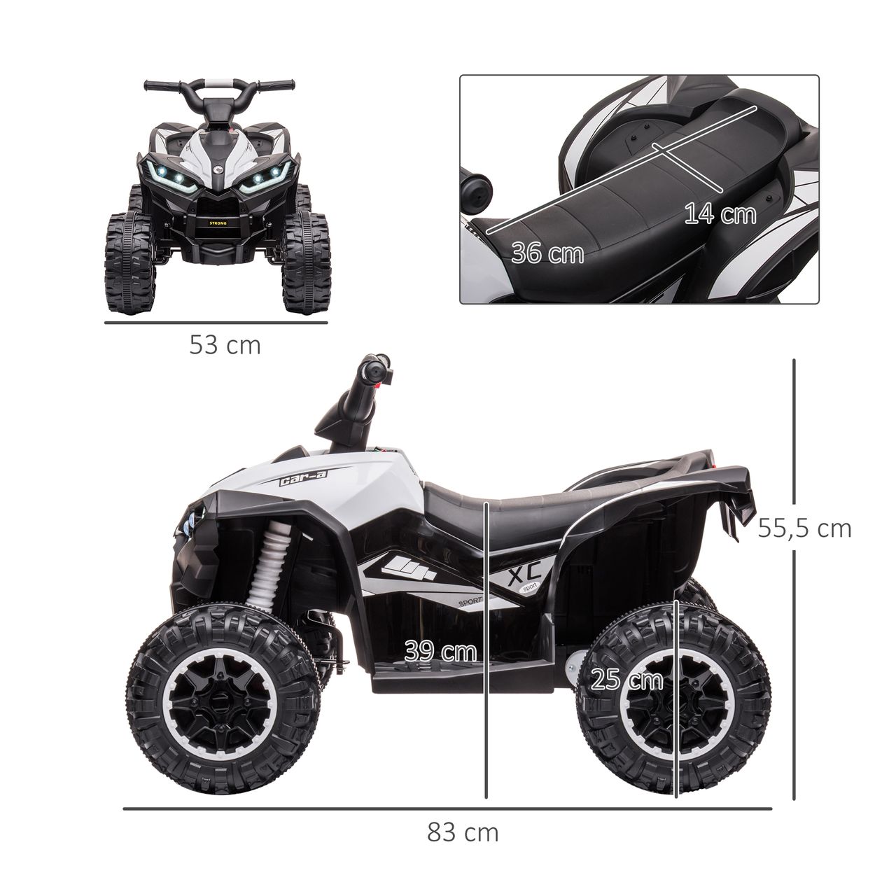 HOMCOM Elektro-Quad Kinderquad mit USB-Anschluss, Kindermotorrad mit Musik