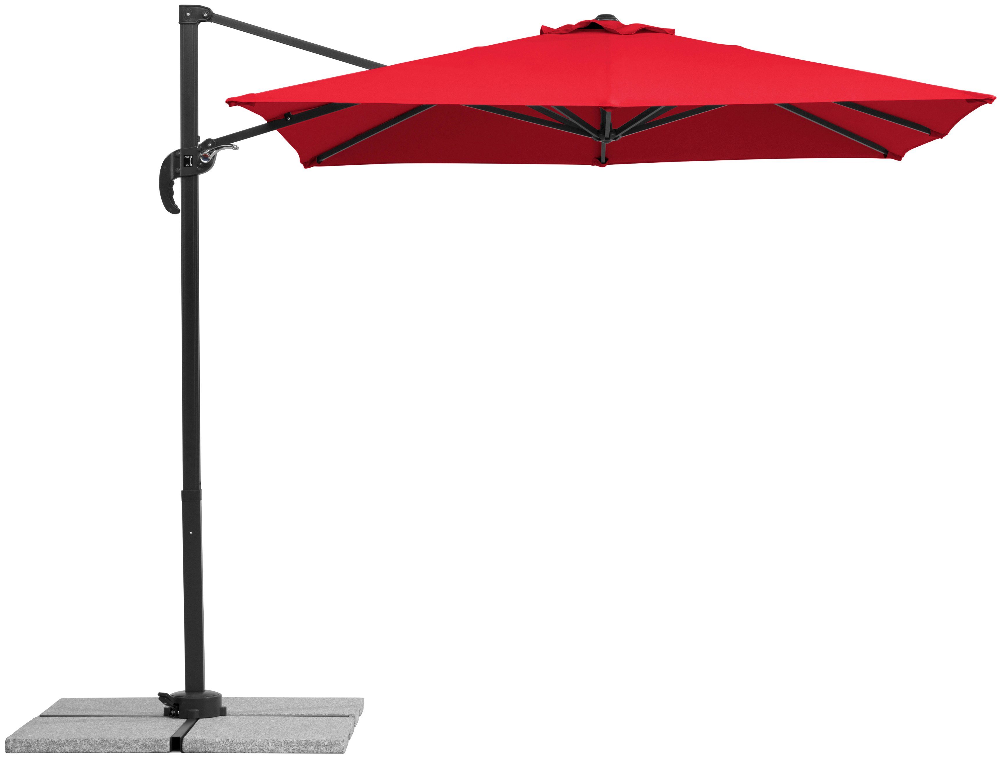 Schneider Schirme Ampelschirm Rhodos Junior, ØxH: 230x230 cm, Alu/Polyester, inkl. Plattenständer/Schutzhülle