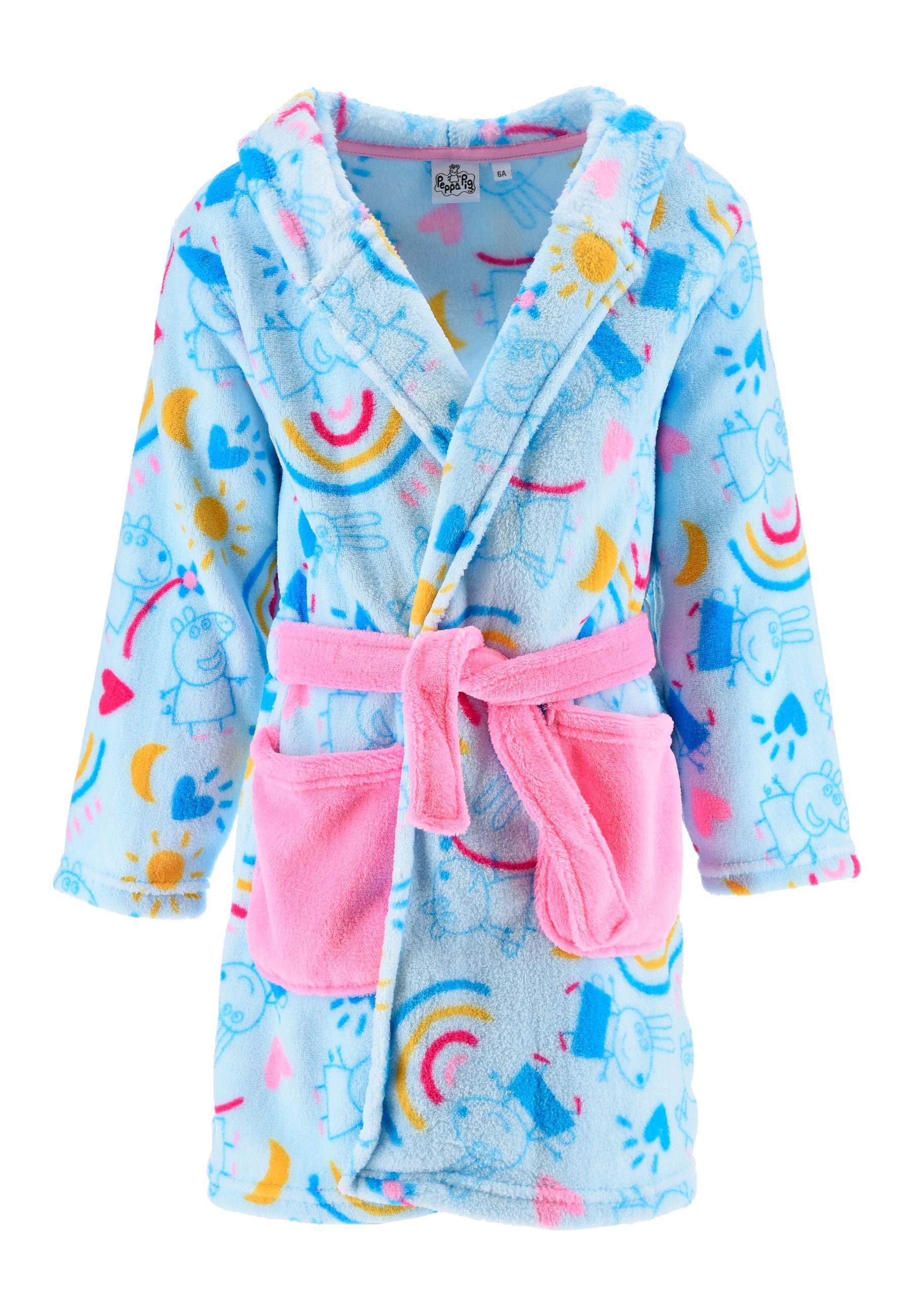 Peppa Pig Kinderbademantel Peppa Wutz Kinder Mädchen Bademantel Morgenmantel