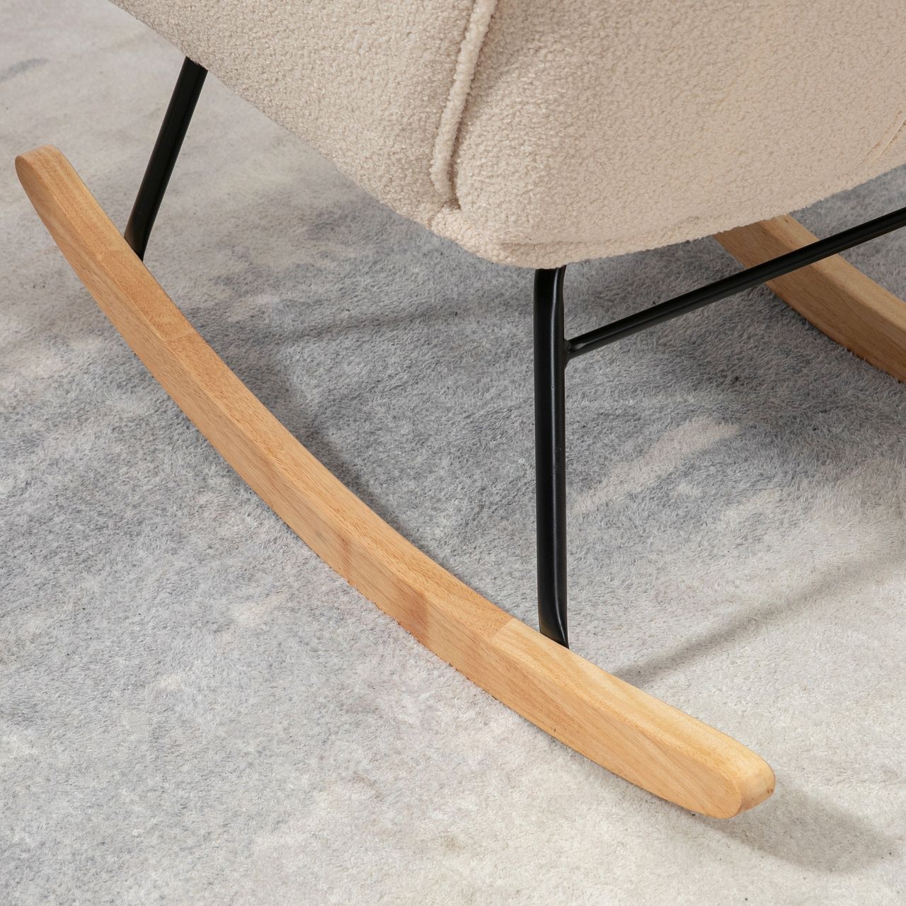 HOMCOM Schaukelstuhl Schwingsessel Akzentstuhl bis 120 kg, Polyester, Beige