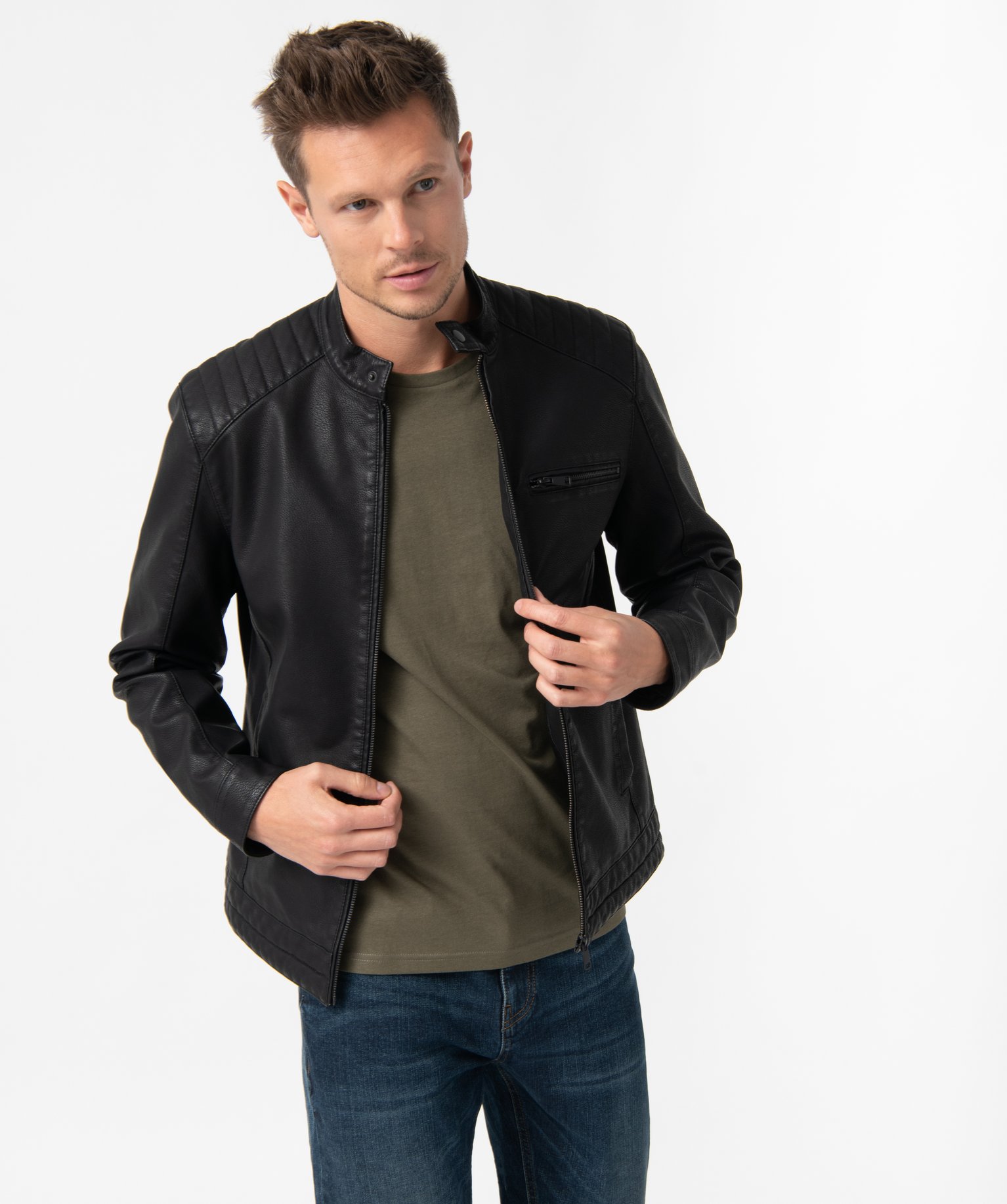 Blouson homme esprit motard noir | GEMO