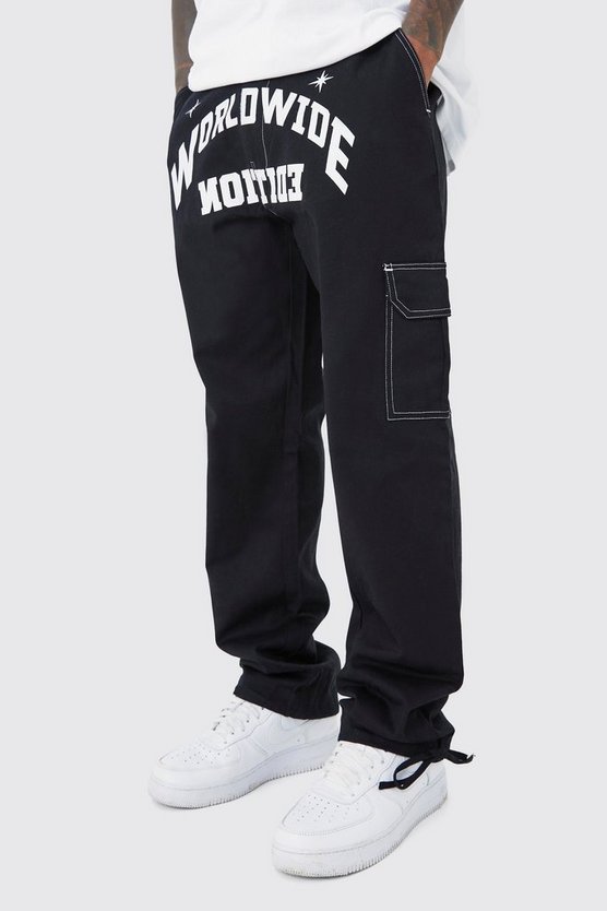 Lockere Cargohose mit Worldwide-Print