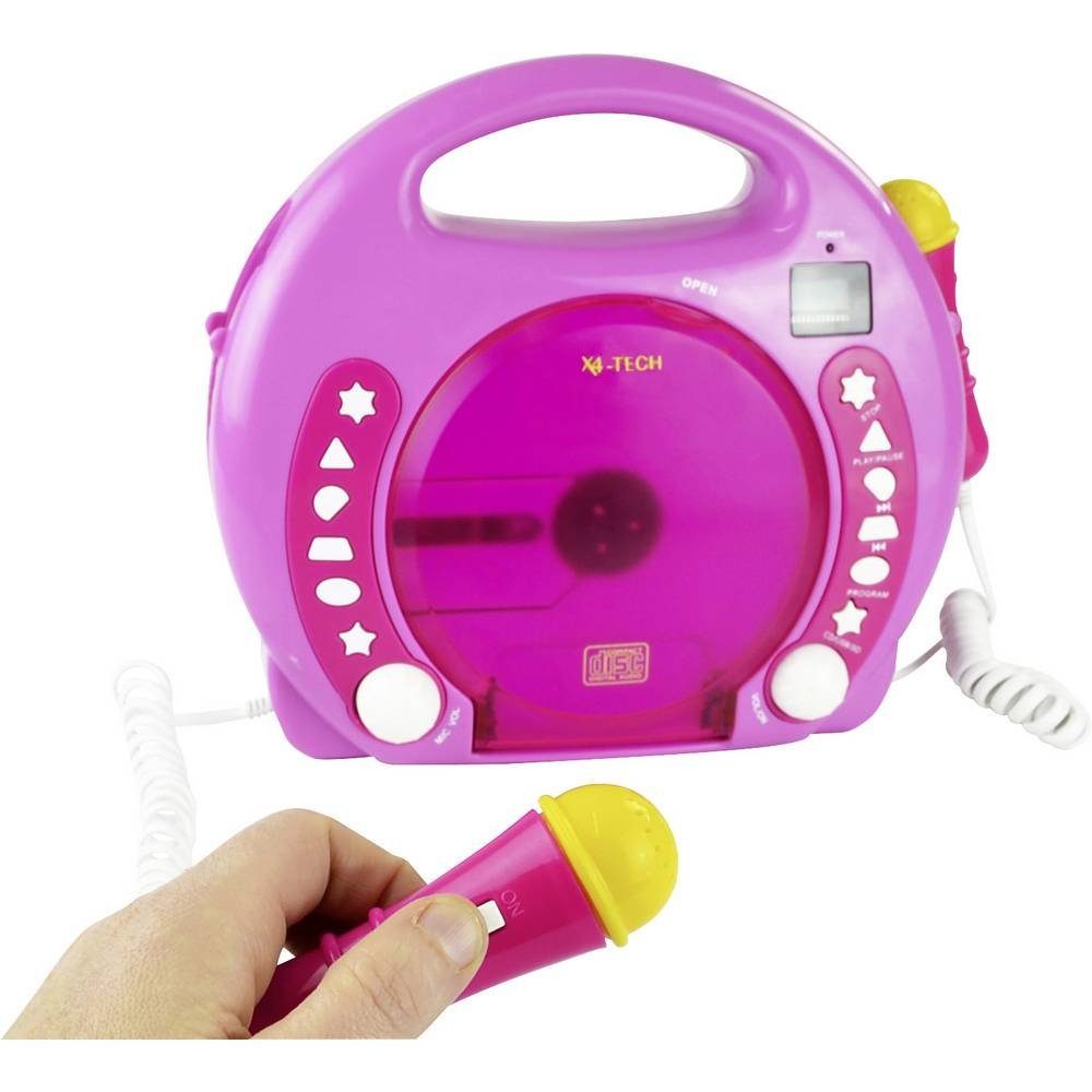 X4-TECH Kinder CD-Player CD-Player (Inkl. Mikrofon)