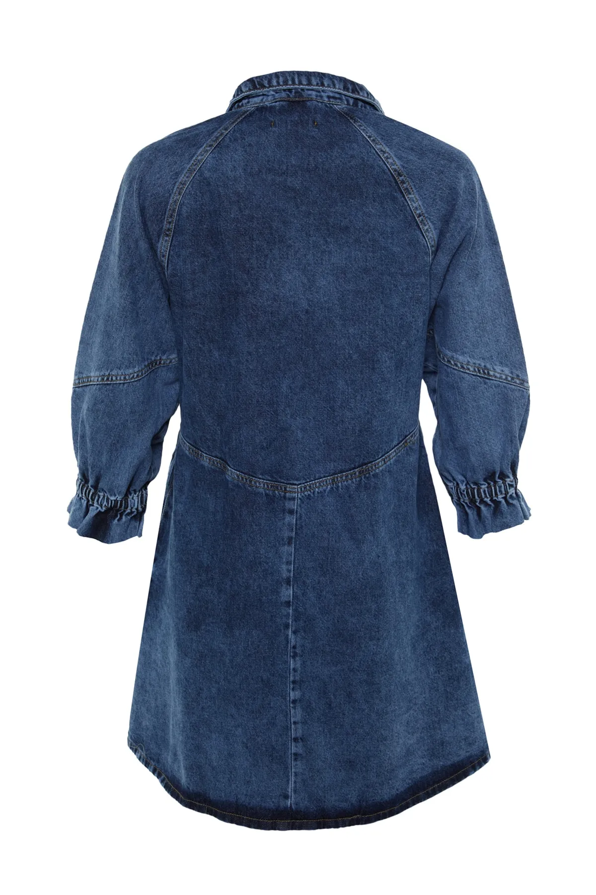 Trendyol Collection  Blaues, detailliertes, übergroßes Jeanskleid mit Nähten TWOAW22EL0072
