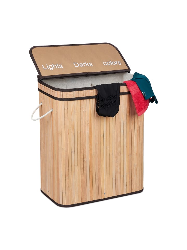 relaxdays Wäschesortierer in Natur - (B)55 x (H)63 x (T)35 cm günstig kaufen onesize