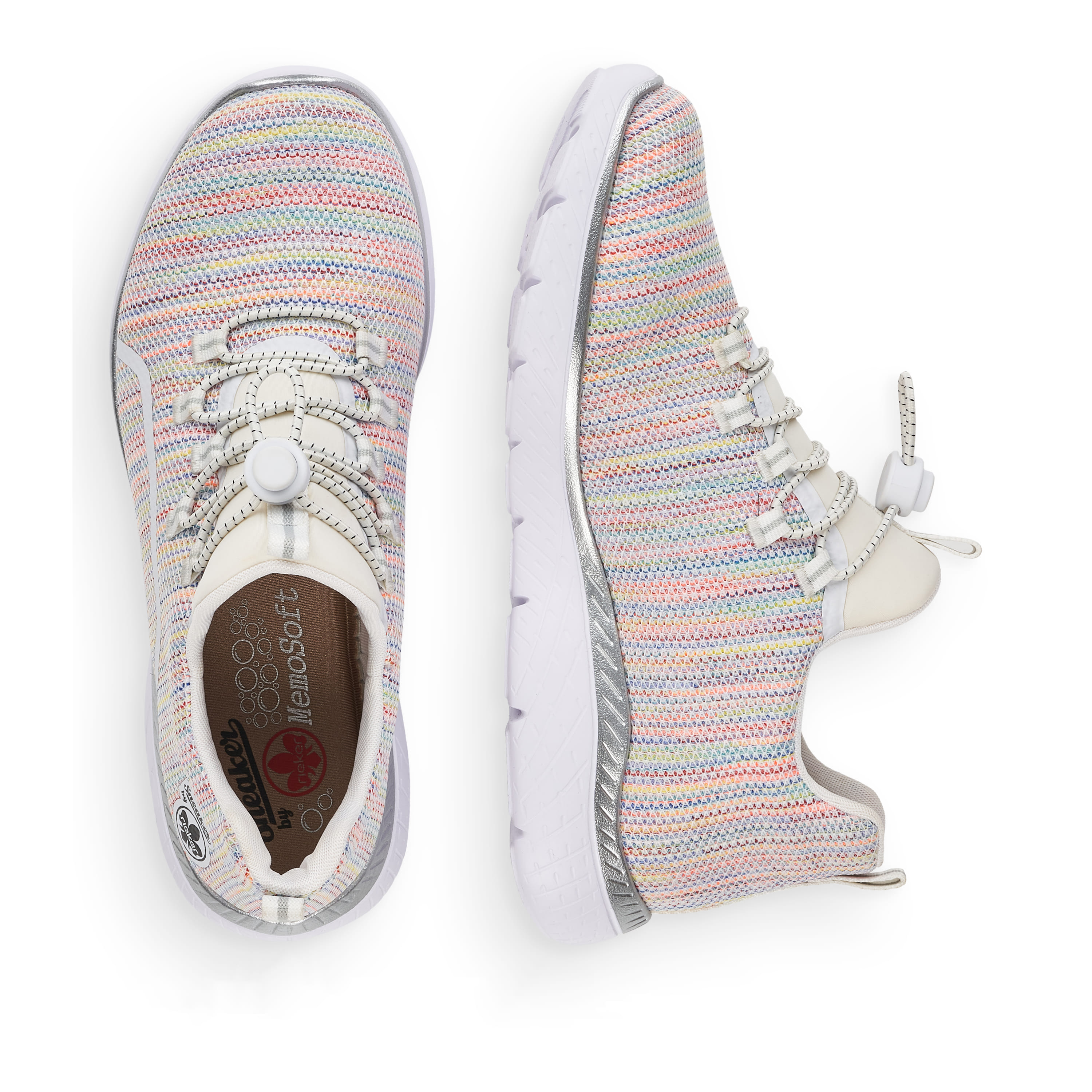 Rieker Damen Slipper weiß-regenbogenfarbig