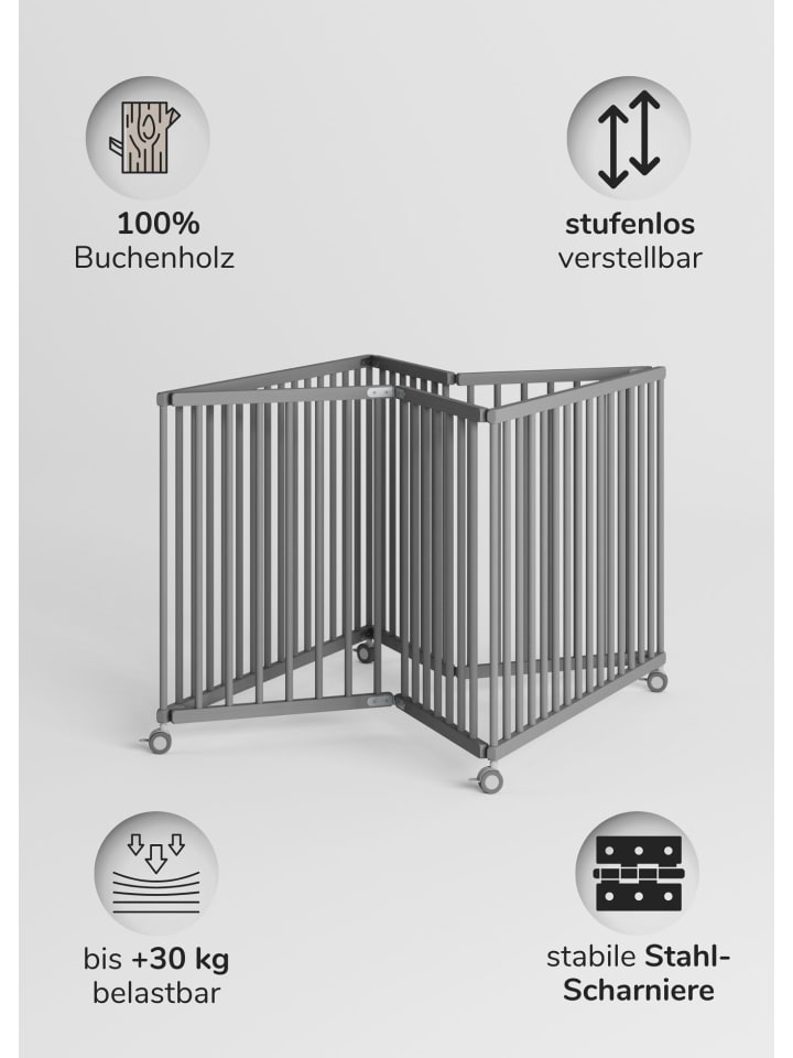 Sämann Sämann Laufgitter faltbar - grau - Premium Kollektion günstig kaufen 100x100 cm