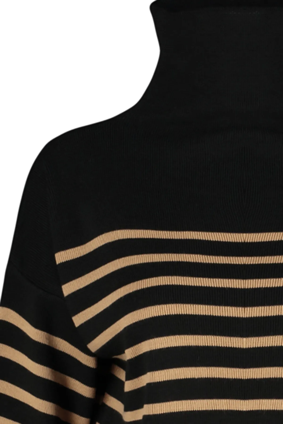 Trendyol Collection  Schwarzer, gestreifter Strickpullover mit weiter Passform TWOAW24KZ00505