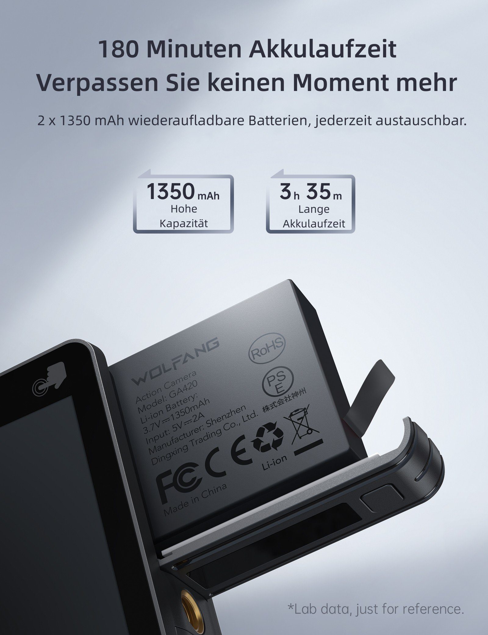WOLFANG Action Cam (FULL HD, 4K 60FPS 24MP, Touch-Screen, 3.0 EIS, Blankes Metall Wasserdicht)