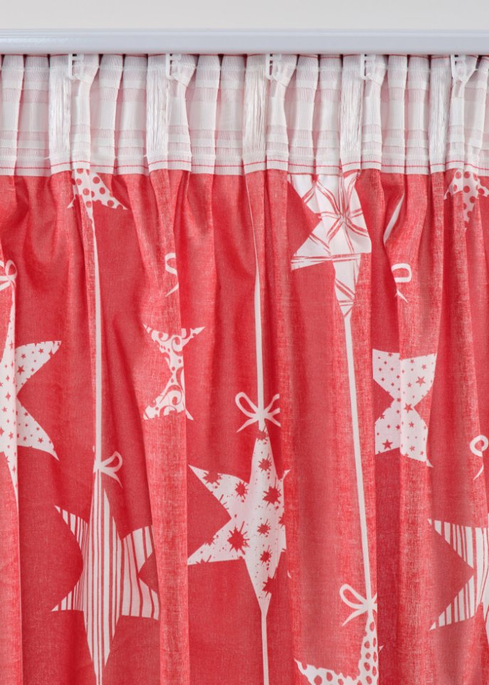 Vorhang mit Sternedruck inkl.Raffhalter (1er Pack)