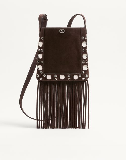 Sac bandoulière Valentino Garavani Nellcôte petit modèle en daim à franges
