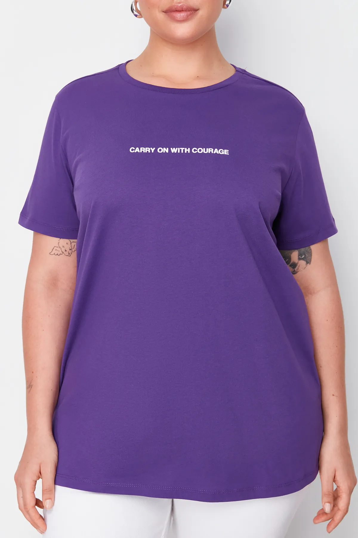 Trendyol Curve  Große Größen in T-Shirt - Lila - Boyfriend