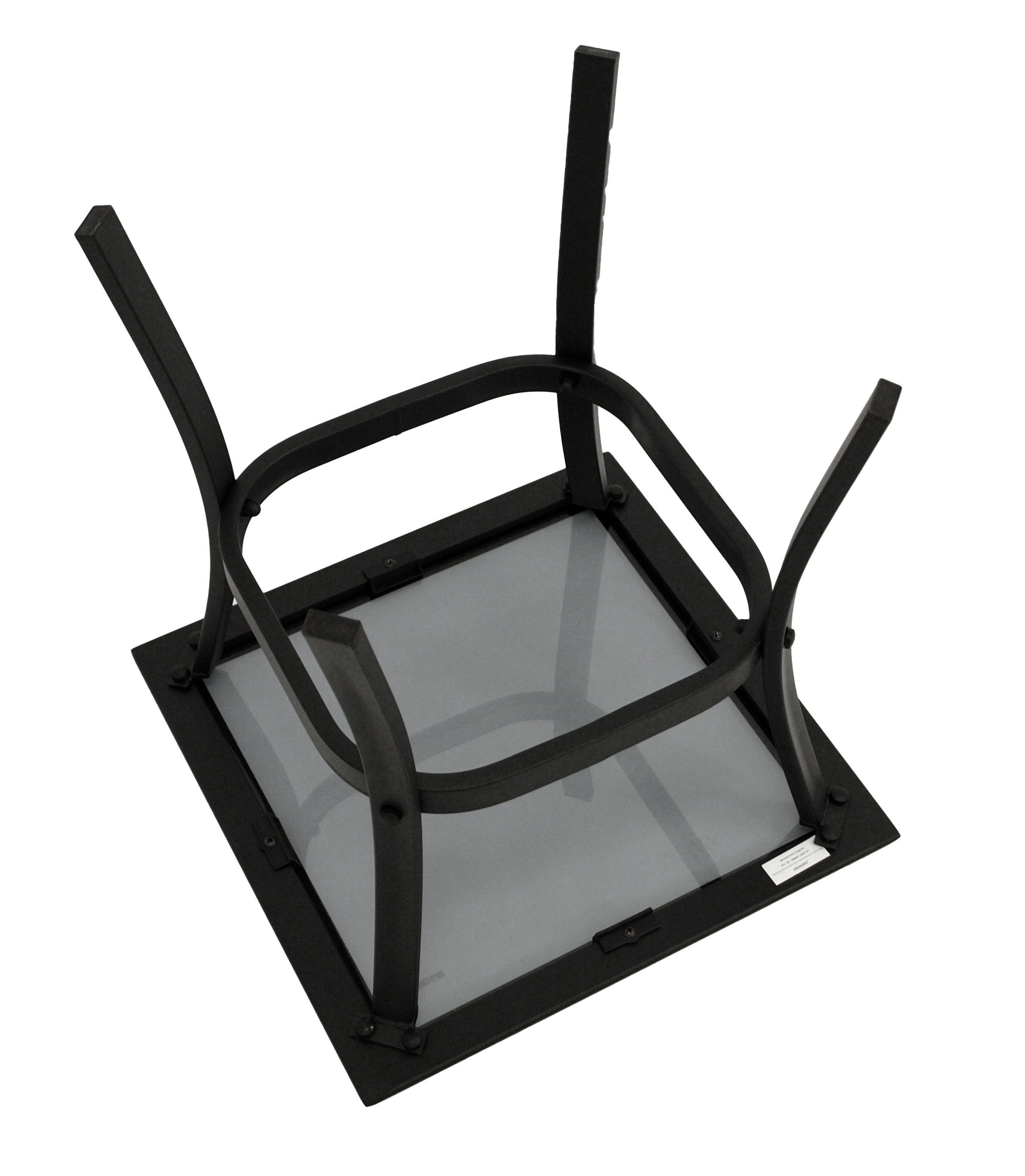 DEGAMO Beistelltisch ZAGREB, 46x46cm, Stahl schwarz + Glas, Indoor + Outdoor