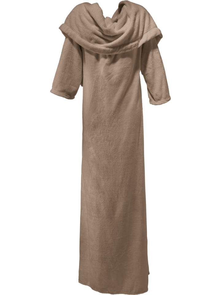 Erwin Müller Fleece Wohndecke XXL mit Ärmeln Foggia in taupe günstig kaufen 150 x 220 cm