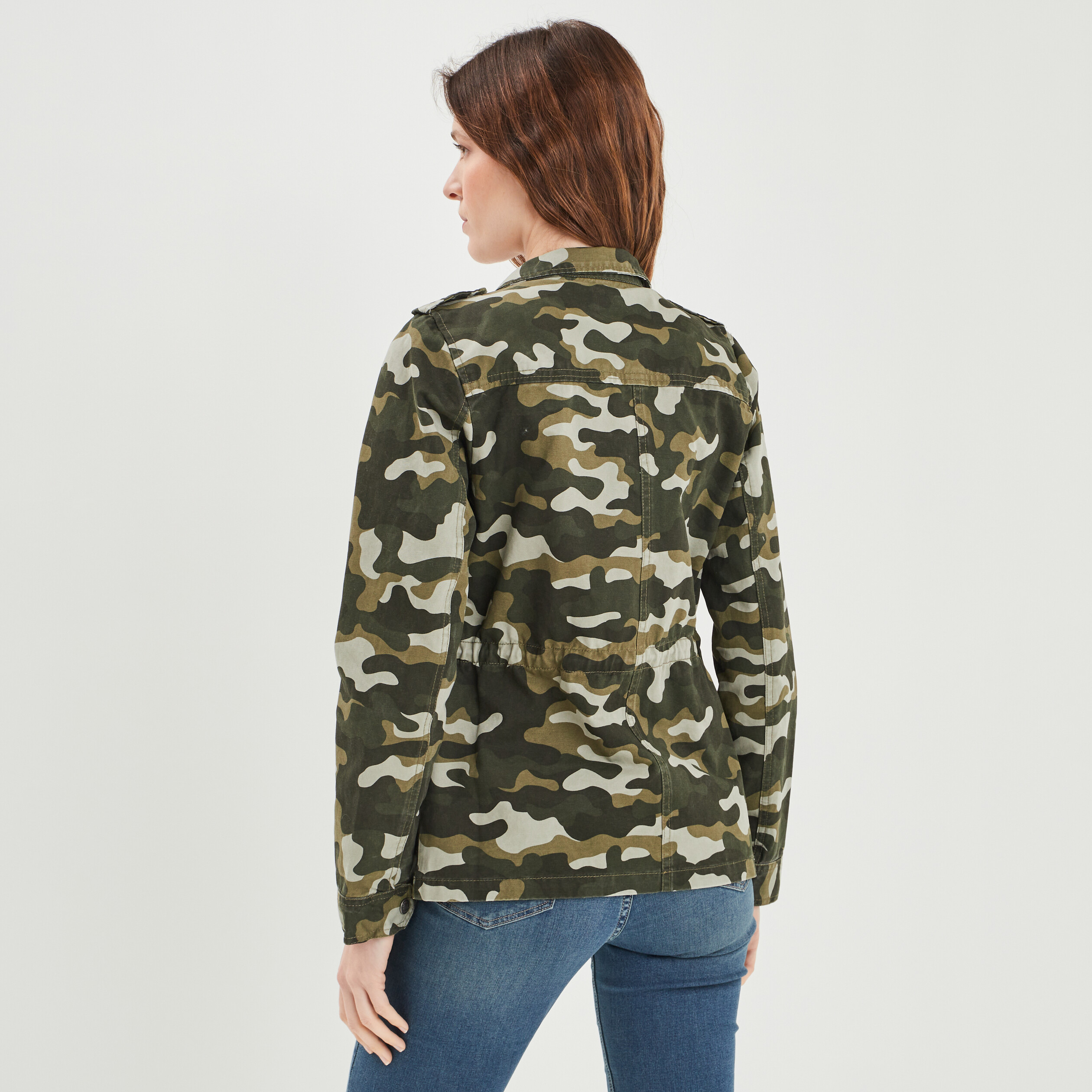 Veste parka droite col montant vert kaki femme | La Halle