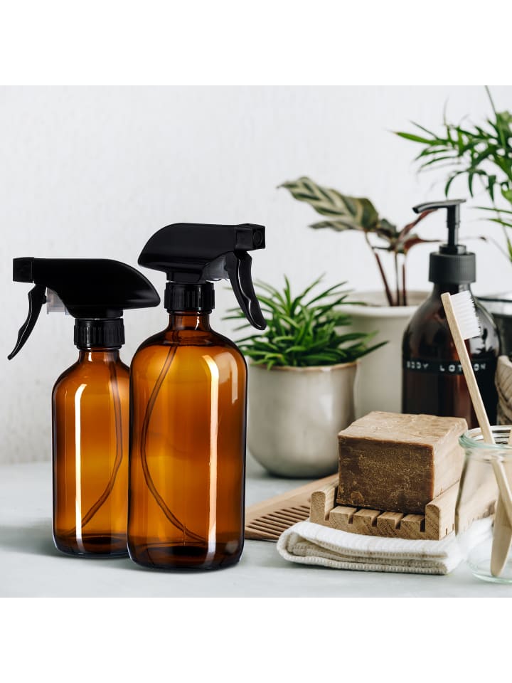 relaxdays 4 x Sprühflasche in Braun/ Schwarz - 500 ml günstig kaufen onesize