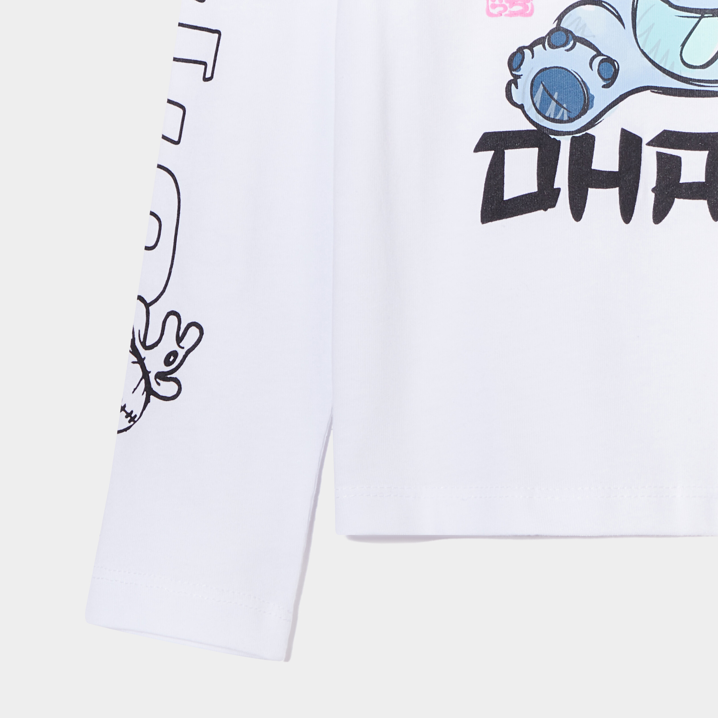 T-shirt manches longues coton Stitch blanc fille | La Halle