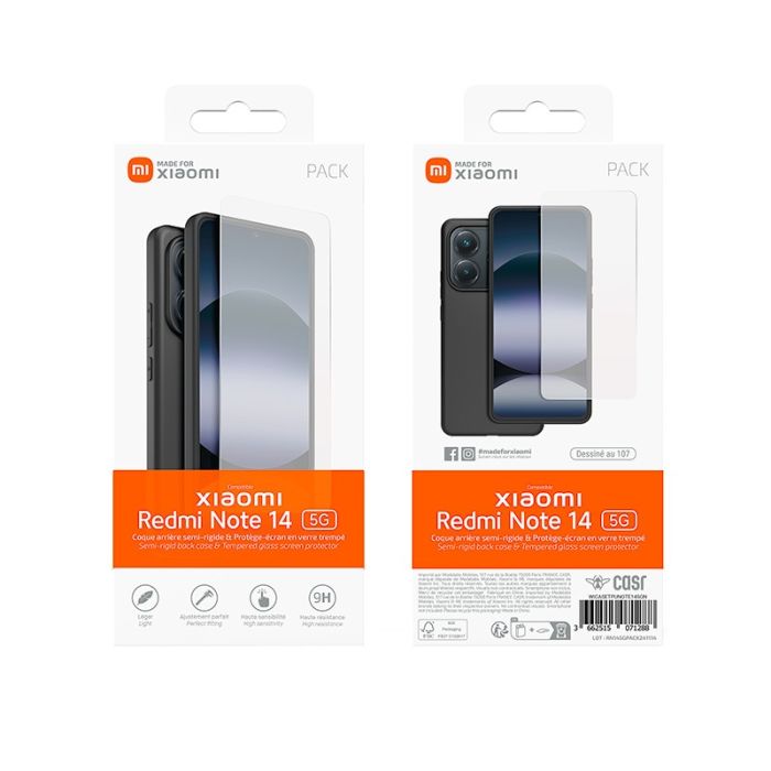 Pachet Husa de sticlă rezistentă, fabricată pentru XIAOMI REDMI 14 5G