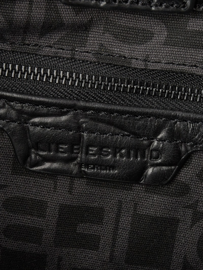 Tote Bag mit Label-Detail Modell 'Kroko' in schwarz