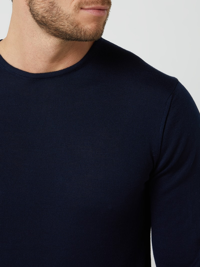 Pullover aus Wollmischung in marineblau