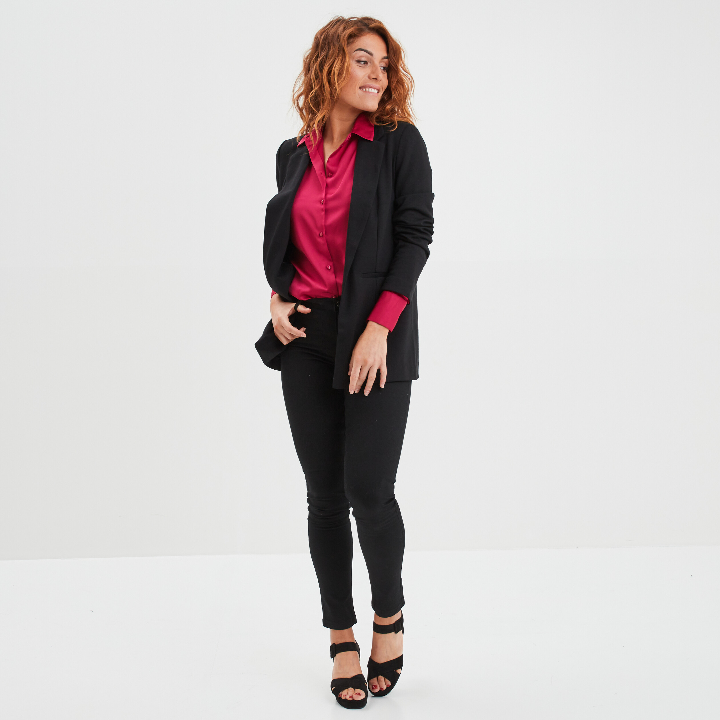 Veste blazer droite noir femme | La Halle