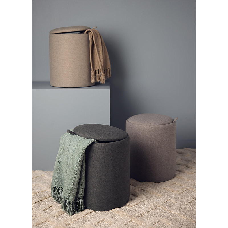 Vie Home Puff m/oppbevaring ø 34x40 cm lysbeige
