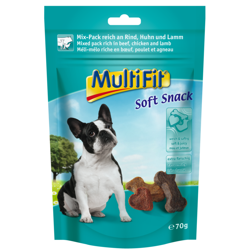 MultiFit Snacks MultiFit Soft Snack 3x70g Mix-Pack Huhn, Rind, Lamm