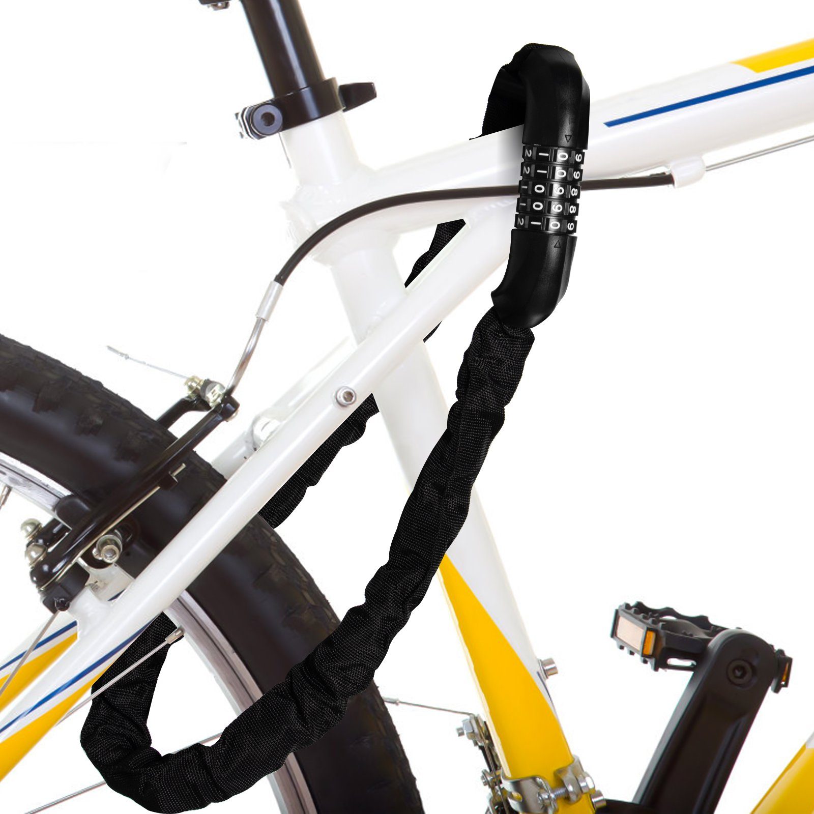 SunJas Kettenschloss OB001 (1-tlg), 100cm Zahlenkettenschloss Fahrradschloss Fahrrad Kettenschloss