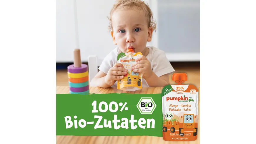 pumpkin organics Bio Quetschie: Mango, Karotte, Pastinake, Hafer 100 g