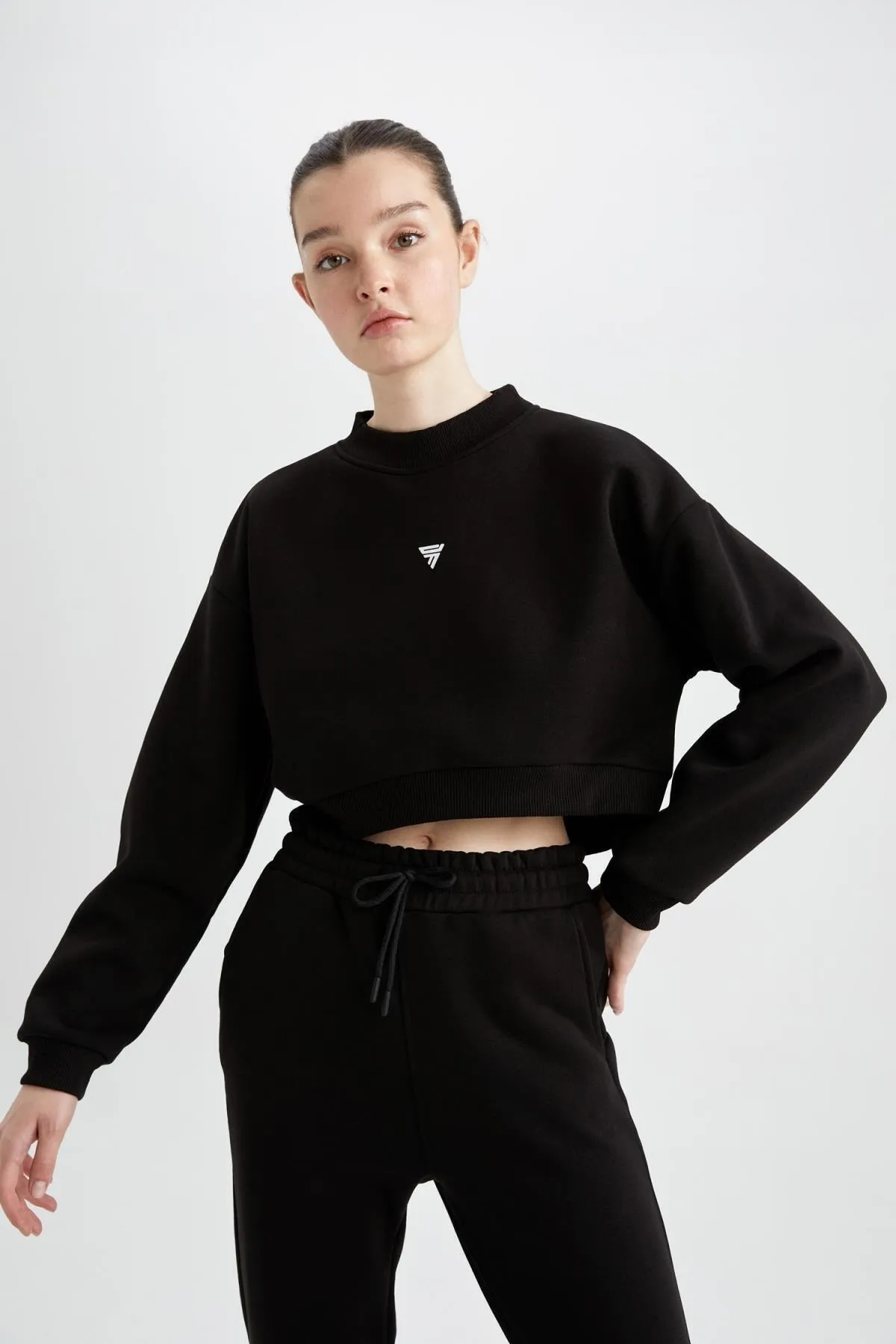 DeFacto  Fit Crop Sweatshirt mit Rundhalsausschnitt Y9533az22au