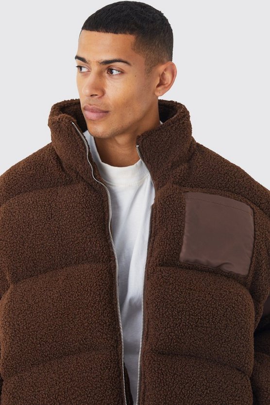 Borg & Nylon Steppjacke mit Trichterkragen