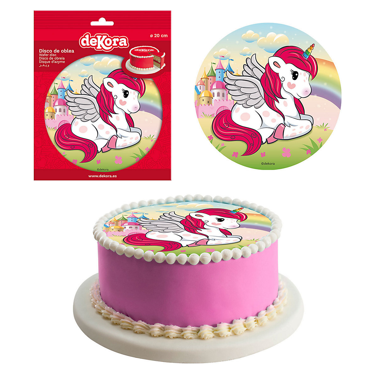 Essbare Tortenaufleger Einhorn 20cm